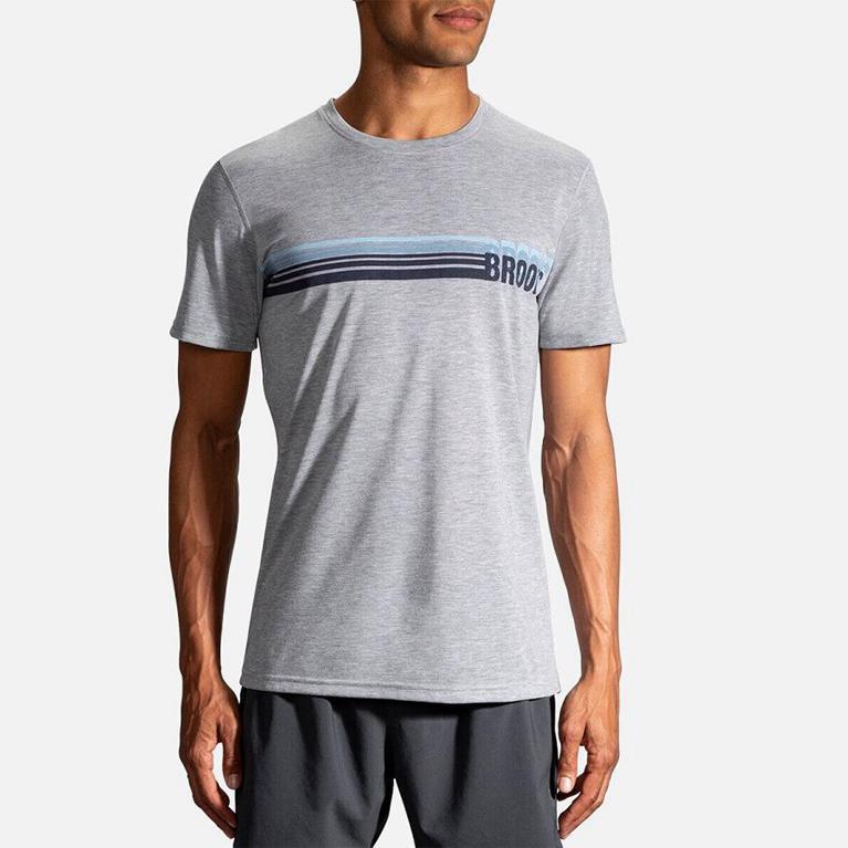 Brooks Distance Graphic Men's Short Sleeve Running Shirt - Grey (14506-CSFR)